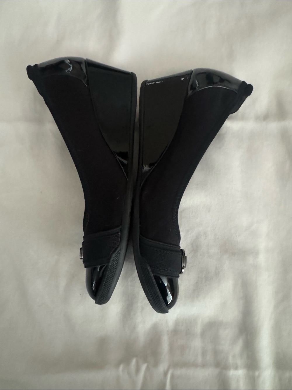 Anne Klein Black Patent wedge with Buckle - Picture 2 of 6